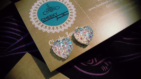 Handmade Heart stud earrings
